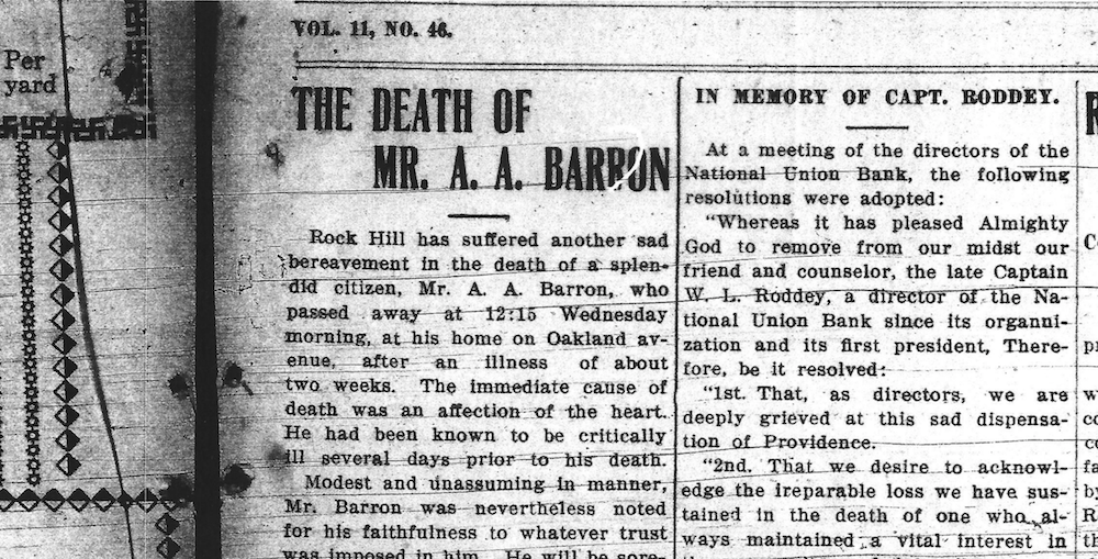 Obituary for Archibald Alexander Barron (1851-1909)