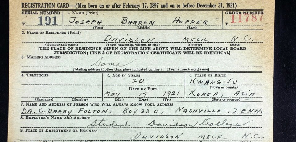 Why Joe B. Hopper, born in 1921, didn't serve in World War II.