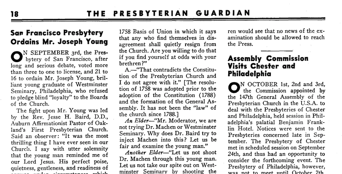 The Ordination of E.J. Young