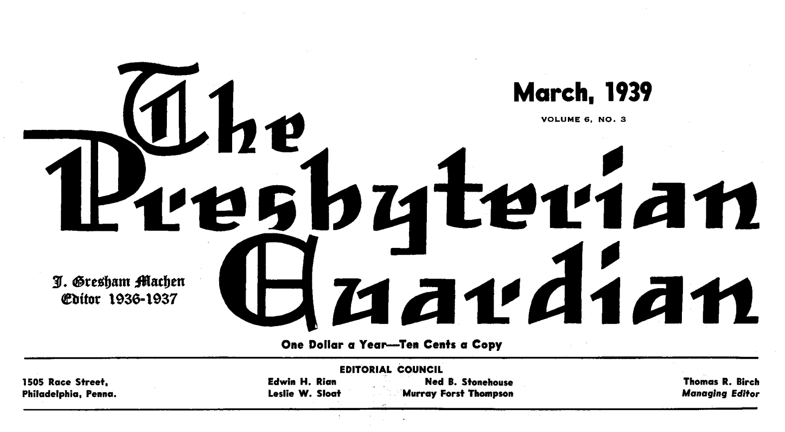 How the Orthodox Presbyterian Church Got its Name
